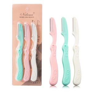 Wholesale eyebrows shapes for sale - Group buy 3Pcs Set Foldable Facial Eyebrow Trimmer Armpit Hair Razor Beauty Face Eye Brow Shaper Shaver Stainless Steel Blades Makeup Tool