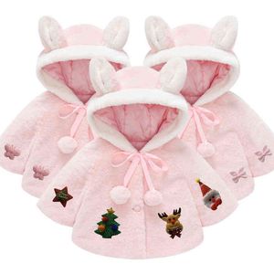 Mantieni caldo peluche Bella felpa con cappuccio per neonate Decorazione palla Giacca invernale Regalo di compleanno Capispalla per bambini J220718