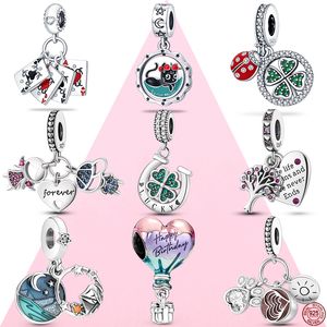 925 Argento Fit Pandora punto Perlina A Carte da gioco Bracciale Charm Perline Ciondola Accessori per gioielli fai da te