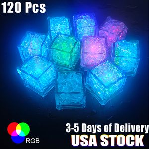120pack LED Ice Cubes Light Flash Festival Wedding Xmas Novelty Lighting Party Decoration Color Changing Bar Accessoarer växer i Dark USA Stock Days Leverans