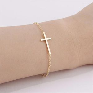 Link Kette Edelstahl Armbänder Für Frauen Mädchen Gold Silber Farbe Kreuz Aussage Armband BFF Bijoux Punk Schmuck Accesorios Mujer