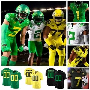 Nik1 NCAA College Oregon Ducks Justin Herbert CJ Verdell Kayvon Thibodeaux Tyler Shough DJ Johnson Custom Football Jerseys Zielone białe czarne mężczyźni