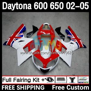 Daytona için Çerçeve Kiti 650 600 CC 02 03 04 05 gövdeye 7dh.21 Cowling Daytona 600 Daytona650 2002 2003 2004 2004 2005 Body Daytona600 02-05 Motosiklet Kaplama Kırmızı Beyaz