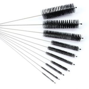 10pcs de pincel de tubo de nylon conjunto de aço inoxidável escova de limpeza de cabelo para copos bebendo canudos de peixe tanque de peixe túmulo copo com canudinho