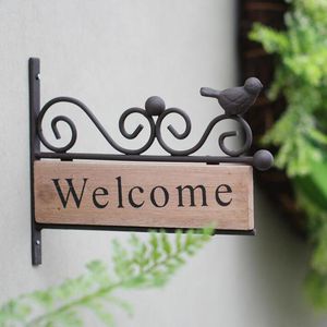 Wholesale rural homes for sale - Group buy Party Decoration pc Welcome Sign Board Iron Art Wooden Hanging Pendant Rural Style Bird Pattern Door For Home Office PartyParty
