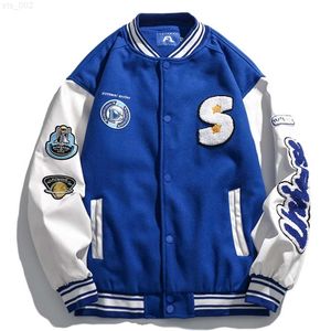 Herrjackor män våren varsity hop mönster broderi skarv bombplan preppy tunn baseball uniform höstdesigner jacka