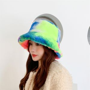 Tjock varm hink faux Autumn Winter Cap Fashion Soft Velvet Fisherman Ladies Outdoor Furly Hat Panama 220721