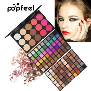Maquillar Pigmentos al por mayor-Popfeel colores Make Up Matte Eyeshadow Power Palette Color Facial Blush Highlight Glitter Pigment Makeup Pallete