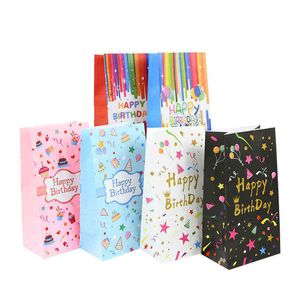 10Pcs Birthday Gift Paper Bags st First Birthday Party Decorations Mixed Rainbow Colors Candy Cookies Present Packaging Bags J220714