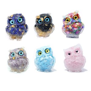 Natural Crystal Stone Owl Ornament Party Favor Car Office Desktop Decoration Ornament Creative Gift Supplies