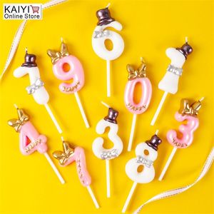 1pcs Number 09 Birthday Candle Happy s forParty Crown Cake Kids Adult Wedding Decoration Tools 220629