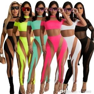 Designer kvinnor plus storlek jumpsuits 4xl 5xl sexig mesh långärmad skarvning ren byxor se genom leggings damer rompers