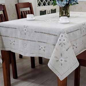 Linen Table Cloth Woven Printed Pastoral Embroidery Handmade Christmas Tablecloth Mantel Para Mesa Nappe Toalha De Mesa T200707