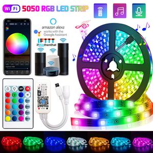 Paski 5m30M Wi -Fi LED Light RGB DC 12V SMD Waterpbon Waterproof Diode Taśma Bluetooth Adapter Power Adapter do homeled stri7235314