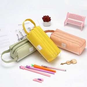 Double Layer Large Capacity Pen Bag Oxford Cloth Zipper Pencil Bags Student Stationery Storage Bag Colorful Cosmetic Organizer BH7014 TYJ