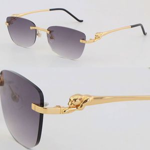 New Leopard series Metal Rimless Sunglasses 18K Gold Male and Female Sun Glasses Shield Retro Designer Eyeglasses Outdoor Design Classical Model Glasses Men Frame