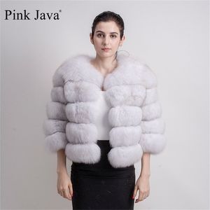Rosa Java 1801 vera pelliccia cappotto donna inverno giacca di pelliccia spessa pelliccia corta all'ingrosso genuino manica corta 201112
