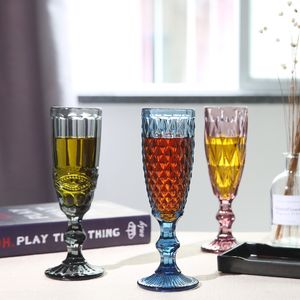 Wholesale 150ml 4colors European style embossed stained glass wine lamp thick goblets DHL