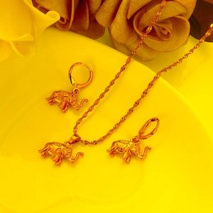 Oorbellen ketting goud Dubai Afrikaanse olifanten sieraden set hangerse bruiloft Bridl sets voor vrouwen meisje cadeausearrings