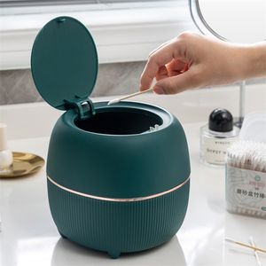 Nordic Fashion Desktop Trash Can Creative Luxury Dustbin Bin Бытовая мини-прикроватный уход Bin чайный стол Маленький мусорное ведро 220408