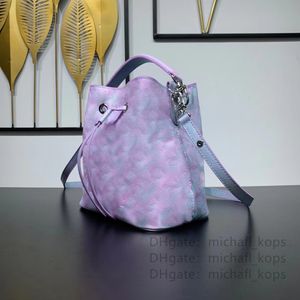 Üst kadın bb orijinal deri kova çantası yeni çift renkli gradyan çekme ipi omuz torbası lazer gravür donanım