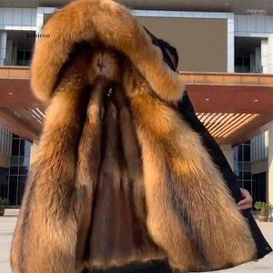 Kobiety Faux Fur Płaszcz Sztuczny kaptur Big Town Kołnierz długa kurtka Trench Coats Cashmere Emwear1