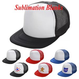 Sublimering platt fakturerad mesh trucker cap blanks justerbar fritid hip hop baseball 5 panel hattar