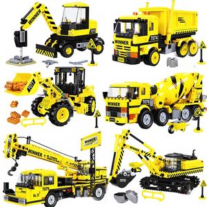 City Construction Engineering Fordon Teknisk grävmaskin Bulldozer Crane Cement Mixer Dump Truck Loader Buildblock 220715