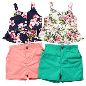 Baby Summer Clothing 1 6y Floral Born Girl 2pcs одежда для одежды шорт шорт наряды наряды 220620