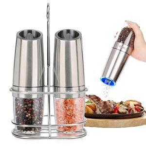 Mlinho automático de moinho e moedor de sal LED LEDA PEPE SPICE MILHAS DE GRAINHAS MILHAS DE PORCELAINGINE CORE MILHO FERRAMENTAS DE COZINHA 220510