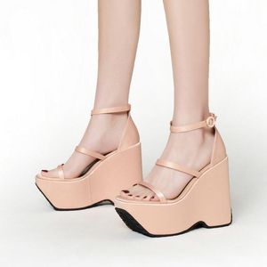 Sandals Fashion Women Silk Wedges High Heels Platform Summer Female Shoes Plus Size 34-43 White Red BlackSandalsSandals