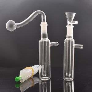 2st Clear Glass Oil Burner Bong Hookahs Pocket Liten Bottle Ice Catcher Röker Dab Oil Rig med 10 mm glasoljebrännare Pipes Bowl Poece