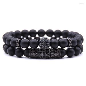 Bracelets de charme 8mm 8mm de pulseira de pedra fosca natural Micro-Inclina de zircão Acessórios de bola redondos Energia para homens e mulheres joias Fawn22