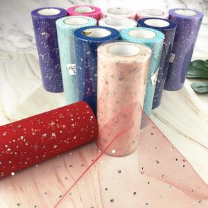 Party Decoration 15cm Largura 10 jardas Glitter Lantejoulas Tulle Roll Spool Tutu Organeza Organza Laser DIY Artesanato Artesanato Suprimentos