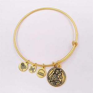 Charms smycken som g r v nskap Alex Ani Style Saint Gold Sterling Silver Armband For Women Girls Bangles Chain och BEA279Q
