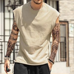 Homens camisetas Oversized Camiseta Homens de Verão T-shirt Moda Pescoço Sem Mangas Hip Hop Básico Masculino Colete Vintage Tops Camisetas W220426