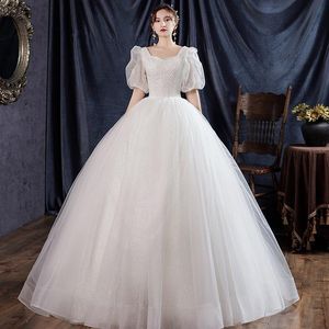 Andere Brautkleider 2022 Glänzendes Perlen-einfaches Kleid Puffärmel Rückenfreies Prinzessin-Ballkleid Plus Size Maßgeschneiderte Vestido De Noiva