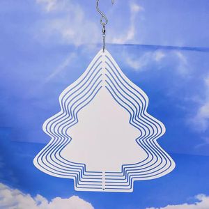 Sublimation Wind Spinner Arts and Crafts Sublimated Tree Heart Blank Metal Ornament Double Sides Sublimated Blanks DIY Christmas Home Decoration A02