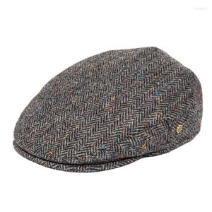 BERETS IVY CAP CAP HINRRINGBONE CAPS 50 ٪ WOOL TWEED Scally Cabbie Hat Sboycap Bunnet Paddy Dai Cheese Driving Hatsberets Oliv22