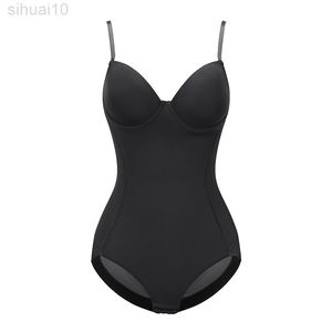 Sexig underkläder Slim Silk Solid Shapewear For Women Smooth Soft Bodysuit Tummy Shaper Underwear Lingerie Black Nude L220802