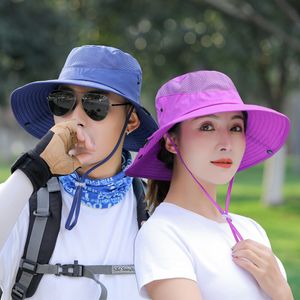 Women's Men's Summer Sun Hat Women Outdoor UV Protection Cap Men Foldable Mesh Wide Brim Caps Woman Man Beach Hat Mens Fishing Bucket Hats