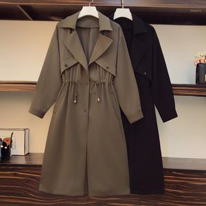 Большой размер женщин 2022 весна толстая сестра MM Fashion Corean Lief Thin Thin Cover Belly Long Vurfeed Breaker Coat Lackets