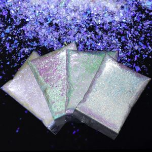 Glitter de unha 4pcs 50g kit de lantejoulas irregulares iridescentes para manicure DIY Flocos de sereia brilhante Decorações de arte suprimentos prud22