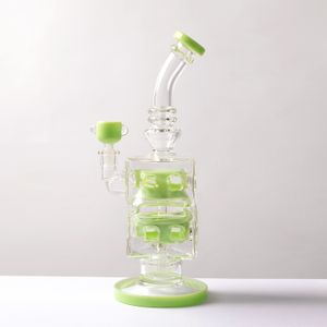 Shisha-Glasbong Bongs Aschefänger-Bubbler Raucherzubehör Milchgrüne Wasserpfeifen Bohrinsel-Bubbler Einzigartiges Design Sie können die Farbe anpassen Volle Höhe 12,5 Zoll