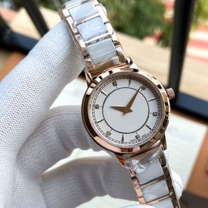 Fashion Quartz Women's Watch 28mm 316L Rostfritt stål Case Ceramics Band Mineral Super Mirror Simple Style Luxury Watches Montre Homme med Box High Quality 2022