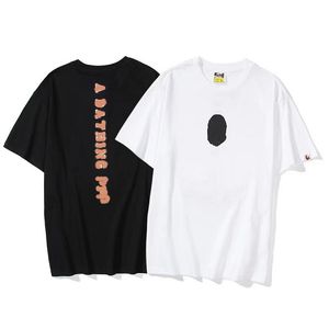 T-shirts masculinas Japonês departamento maré marca manga curta homens lazer impressão dos desenhos animados verão T-shirt algodão preto branco M-3XL Macaco de banho