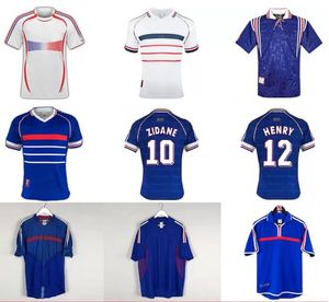Retro 1998 Soccer jerseys 10# ZIDANE 12# HENRY Ribery MAILLOT DE FOOT 98 uniforms Football 1996 2000 2002 2004 2006 Hommes shirt