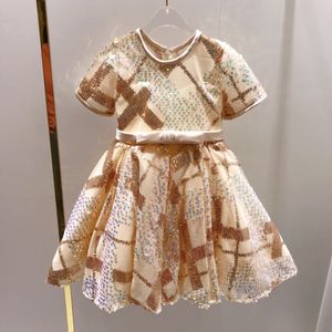 Vestidos de luxo para crianças meninas com lantejoulas vestido de festa de princesa para bebês meninas roupas de verão para crianças