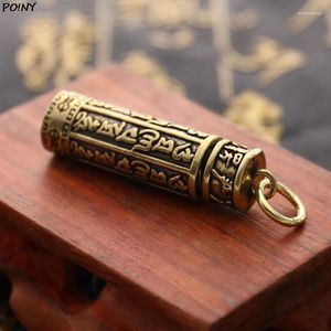 Keychains mässing Buddha Guanyin Sutra Cylinder Pendant Keychain Hanging Halsband smycken Box Case Container Bottle Emel22