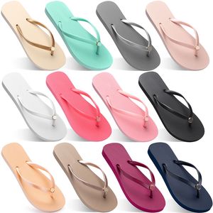 Frauen Hausschuhe Mode Flip Flops Strand Hotel Indoor Slipper Triple Schwarz Rosa Weiß Zitronengrün Grau Marine Damenschuhe Seventy Eight